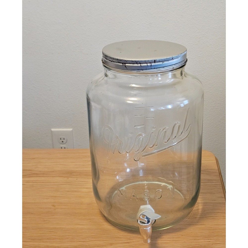 XLarge Original Glass Mason Jar Drink Dispenser Water Jug with Spigot 7000ml